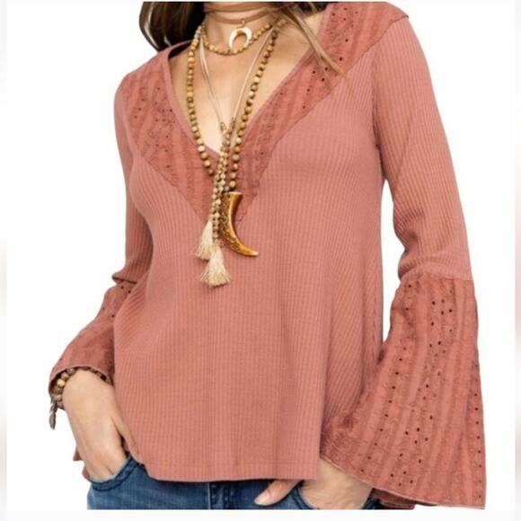 Free People Tops - Free people Blush Persian nights bell sleeve top